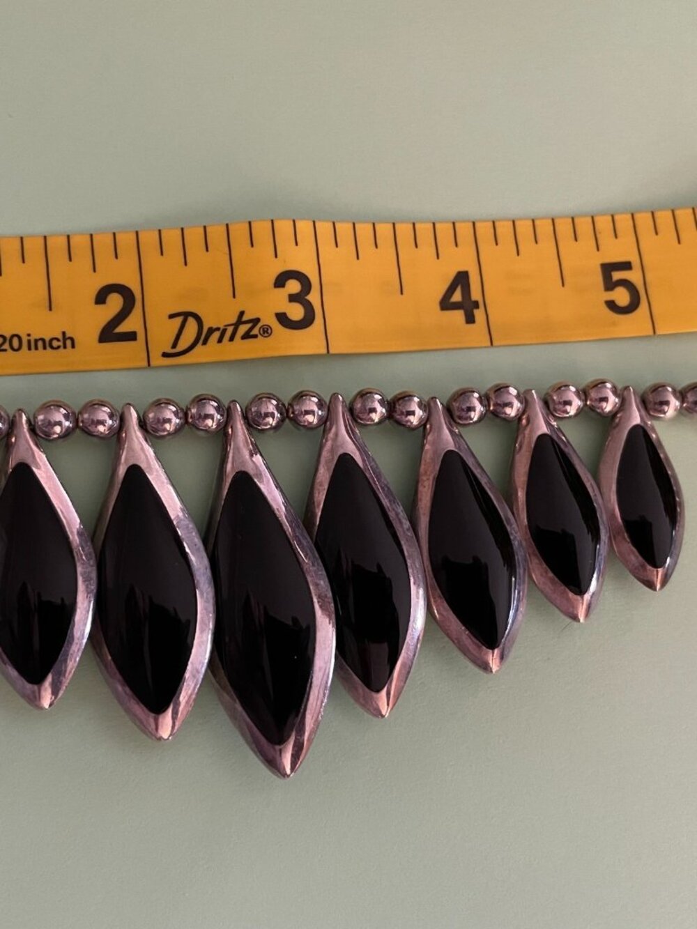 Vintage Taxco Sterling Silver Necklace 16" Reversible Onyx 111 grams 950 Mexico - Picture 3 of 16